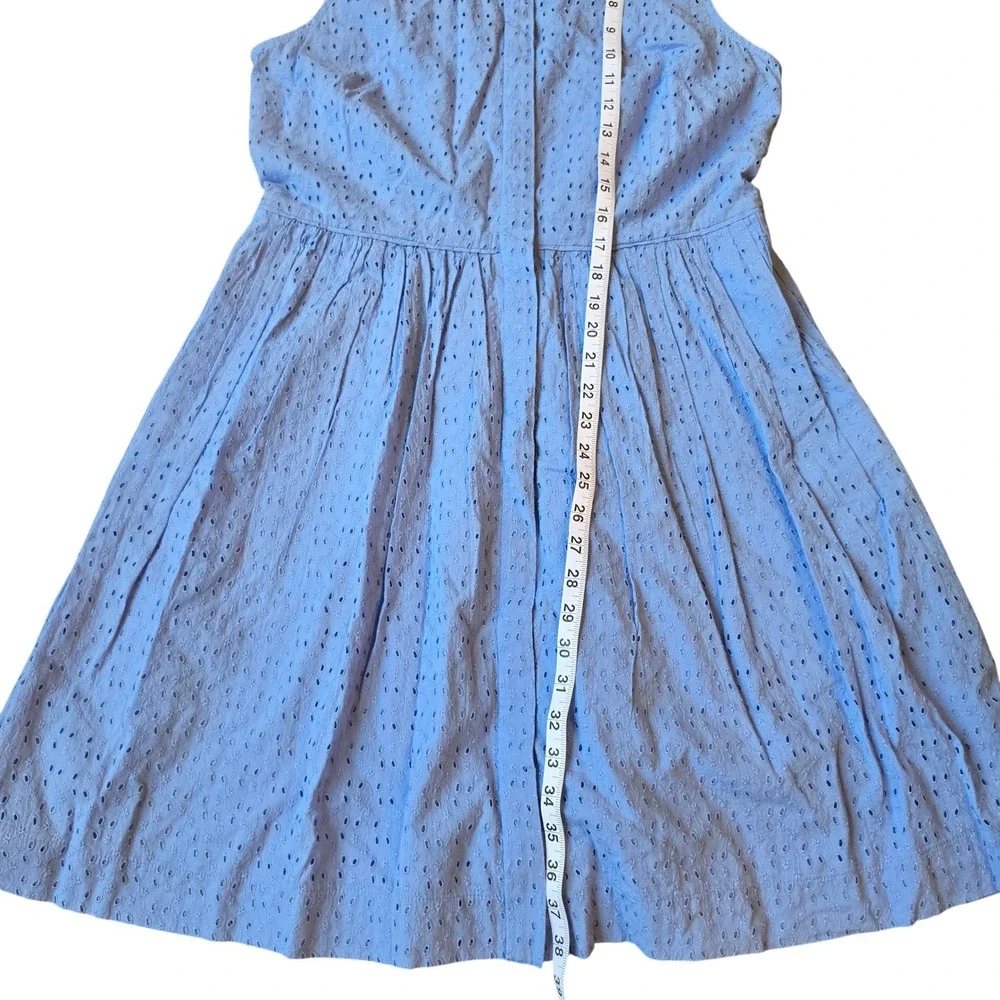 J. Crew NWT Eyelet Sleeveless Button Front Dress L2338 Periwinkle Blue Size 12